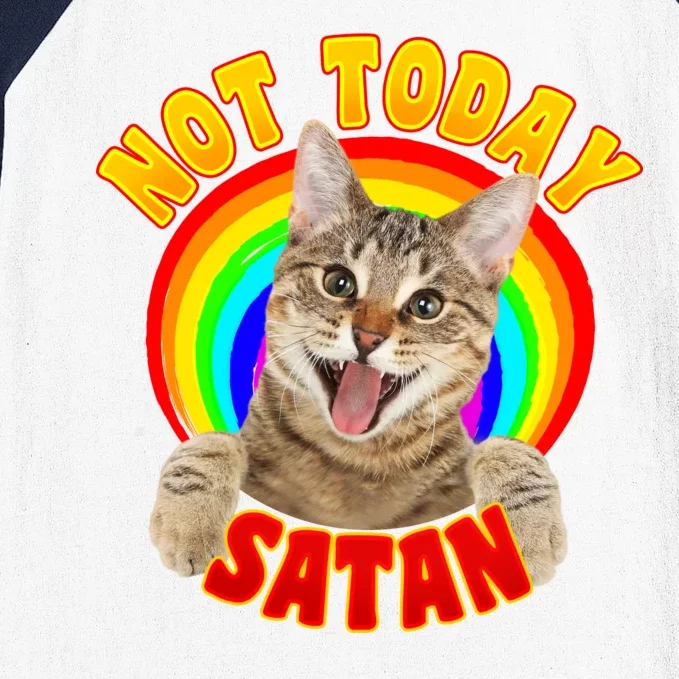 Not Today Satan Funny Cat Rainbow Baseball Sleeve Shirt