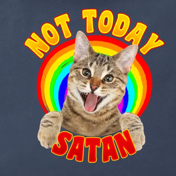 Not Today Satan Funny Cat Rainbow Zip Tote Bag