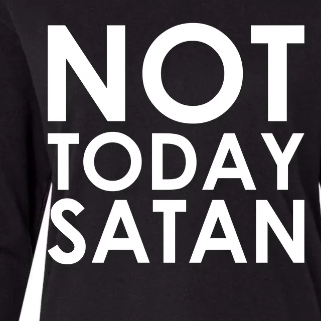 Not Today Satan Text Logo Womens Cotton Relaxed Long Sleeve T-Shirt