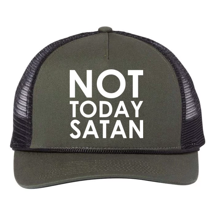 Not Today Satan Text Logo Retro Rope Trucker Hat Cap