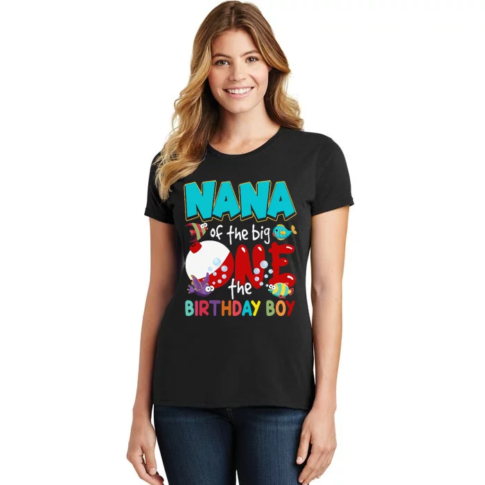 Nana Of The Birthday Funny Birthday Fishing Lover Women's T-Shirt