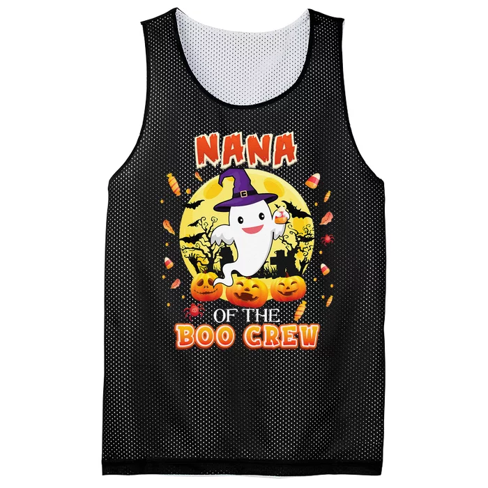 Nana Of The Boo Crew Halloween Cute Ghost Pumpkin Scary Mesh Reversible Basketball Jersey Tank