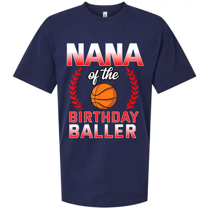 Nana Of The Birthday Boy Basketball Bday Celebration Sueded Cloud Jersey T-Shirt