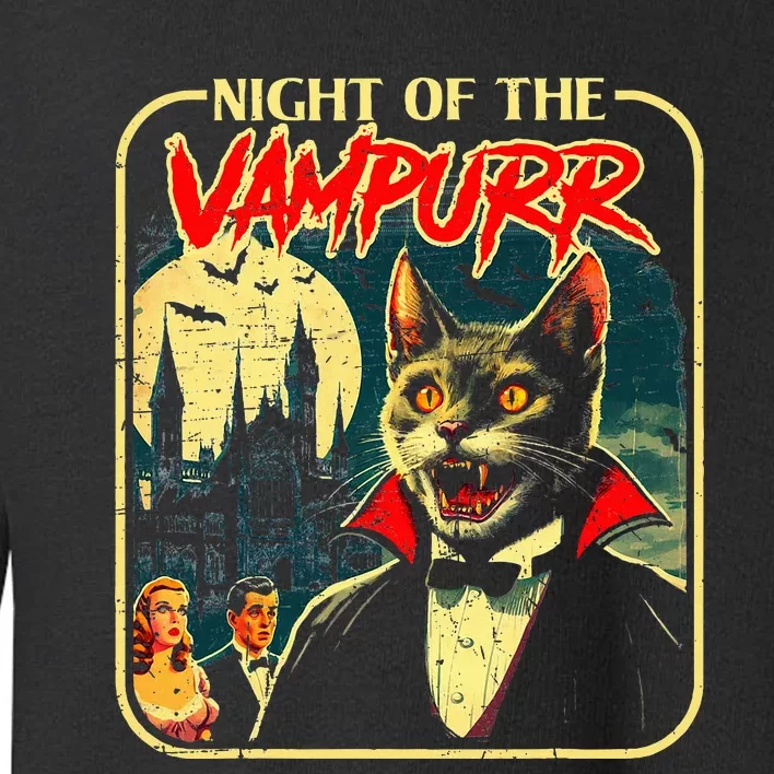 Night Of The Vampurr Funny Cat Halloween Toddler Sweatshirt