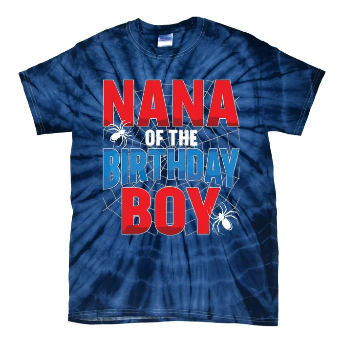 Nana Of The Birthday Spider Web Boy Family Matching Tie-Dye T-Shirt