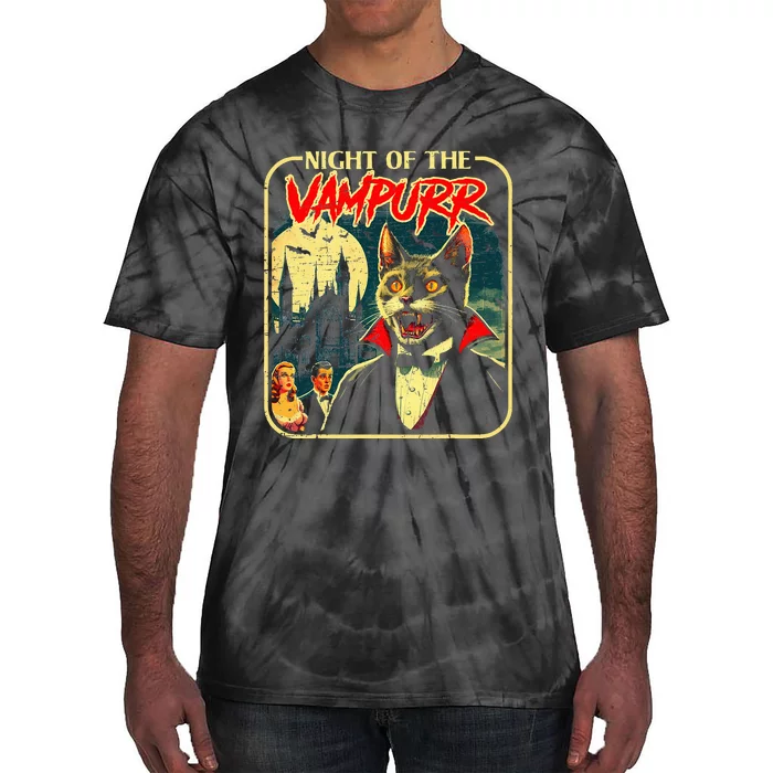 Night Of The Vampurr Funny Cat Halloween Tie-Dye T-Shirt