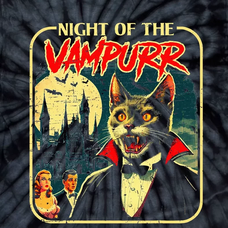 Night Of The Vampurr Funny Cat Halloween Tie-Dye T-Shirt