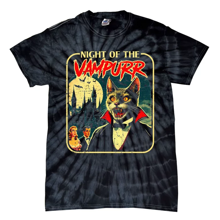 Night Of The Vampurr Funny Cat Halloween Tie-Dye T-Shirt