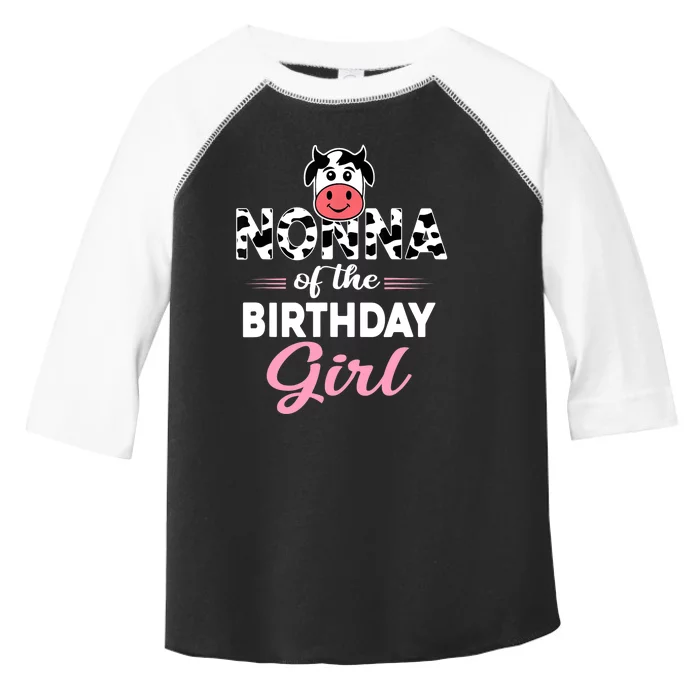 Nonna Of The Bday Girl Farm Cow Nonna Birthday Party Toddler Fine Jersey T-Shirt