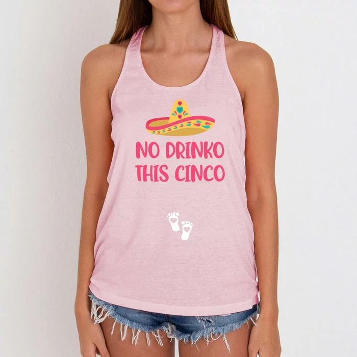 No O This Cinco Pregnancy Announcet Cinco De Mayo Gift Women's Knotted Racerback Tank