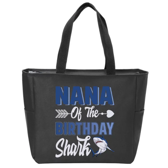 Nana Of The Birthday Shark Ocean Matching Family Zip Tote Bag