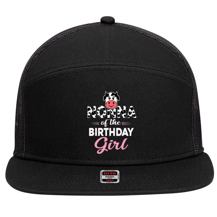 Nonna of The Bday Cow gift Birthday Party 7 Panel Mesh Trucker Snapback Hat