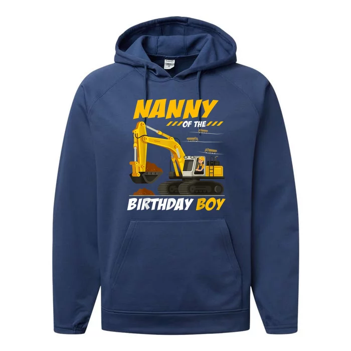 Nanny Of The Birthday Boy Construction Birthday Party Performance Fleece Hoodie