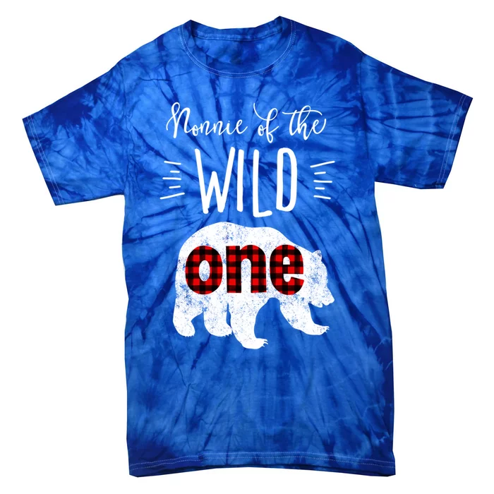 Nonnie Of The Wild One Vintage Bear Lumberjack 1st Birthday Gift Tie-Dye T-Shirt