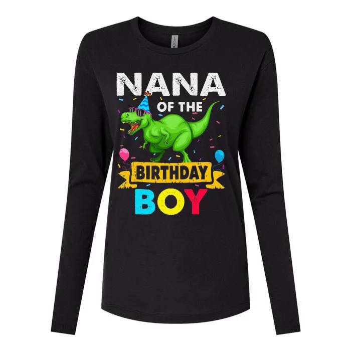 Nana of the Birthday Dinosaur Saurus Family Matching Womens Cotton Relaxed Long Sleeve T-Shirt