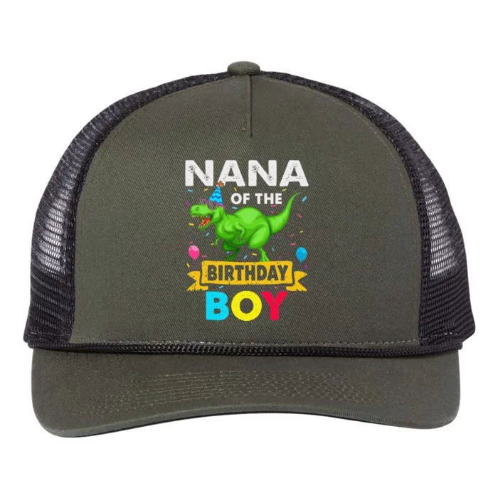 Nana of the Birthday Dinosaur Saurus Family Matching Retro Rope Trucker Hat Cap