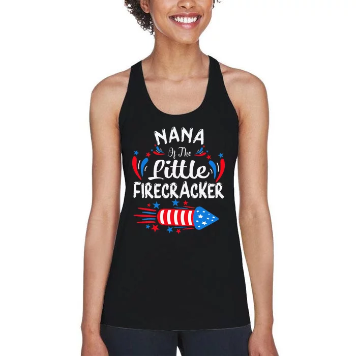 Nana Of The Little Firecracker 4th of July Birthday Party Women's Racerback Tank