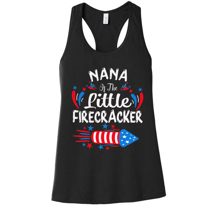 Nana Of The Little Firecracker 4th of July Birthday Party Women's Racerback Tank