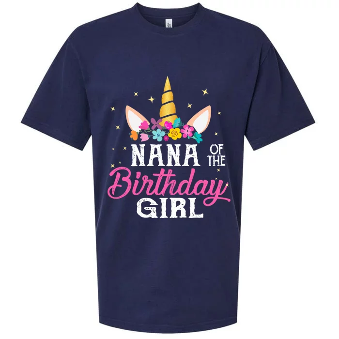 Nana Of The Birthday Girl Nana Gift Unicorn Birthday Sueded Cloud Jersey T-Shirt