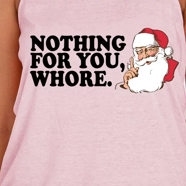 Nothing For You Whore X-Mas Naughty Santa Women's Knotted Racerback Tank