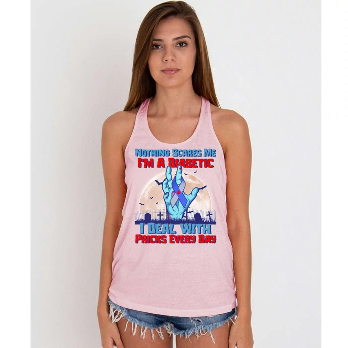 Nothing Scares Me I'm A Diabetic I Deal With Pricks Every Day Women's Knotted Racerback Tank