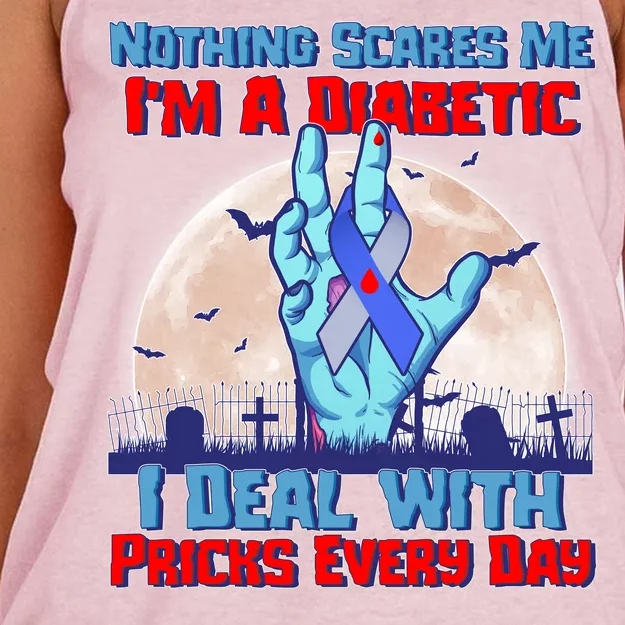 Nothing Scares Me I'm A Diabetic I Deal With Pricks Every Day Women's Knotted Racerback Tank