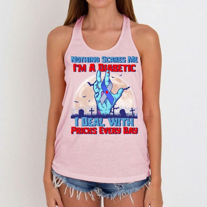 Nothing Scares Me I'm A Diabetic I Deal With Pricks Every Day Women's Knotted Racerback Tank