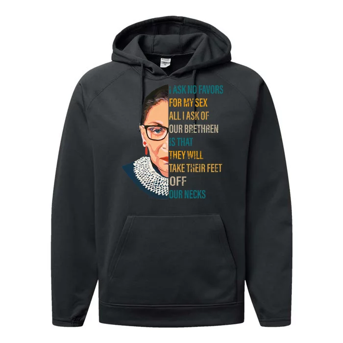 Notorious RBG Ask No Favors Quote Performance Fleece Hoodie