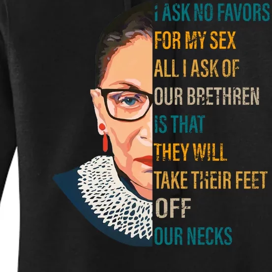 Notorious RBG Ask No Favors Quote Women's Pullover Hoodie