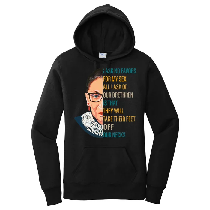 Notorious RBG Ask No Favors Quote Women's Pullover Hoodie