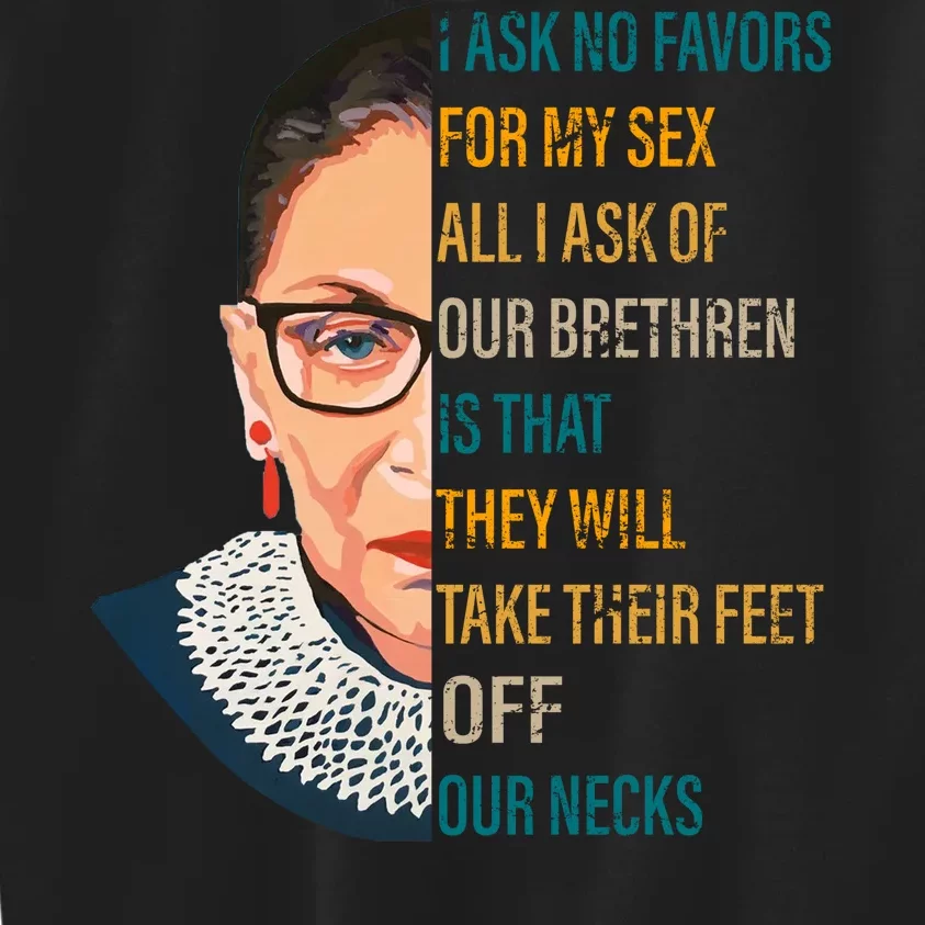 Notorious RBG Ask No Favors Quote Kids Sweatshirt