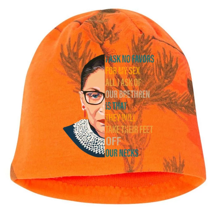 Notorious RBG Ask No Favors Quote Kati - Camo Knit Beanie