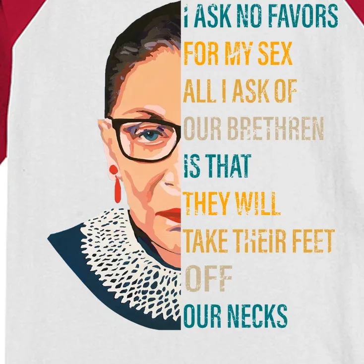 Notorious RBG Ask No Favors Quote Kids Colorblock Raglan Jersey