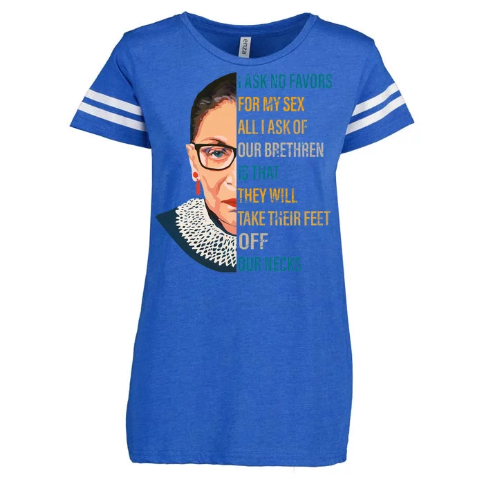 Notorious RBG Ask No Favors Quote Enza Ladies Jersey Football T-Shirt