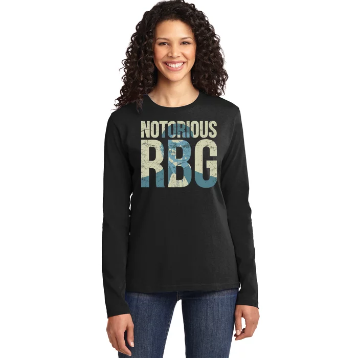 Notorious RBG Blue Logo Ladies Long Sleeve Shirt