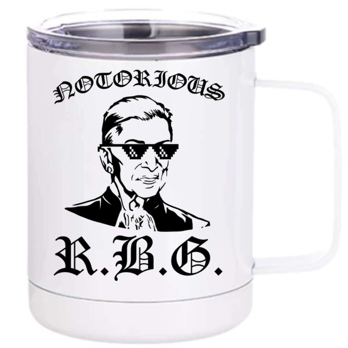 Notorious RBG Gangster Sunglasses Front & Back 12oz Stainless Steel Tumbler Cup