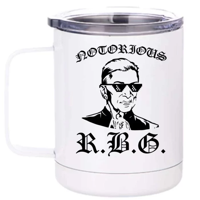 Notorious RBG Gangster Sunglasses Front & Back 12oz Stainless Steel Tumbler Cup