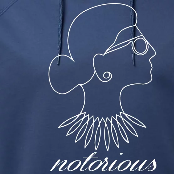 Notorious RBG Line Portrait Ruth Bader Ginsburg Performance Fleece Hoodie