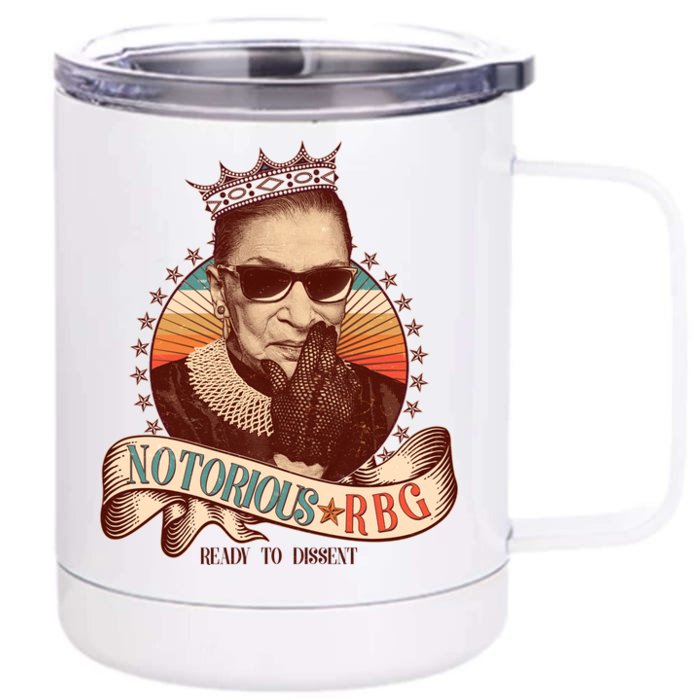 Notorious RBG Ready To Dissent Ruth Bader Ginsburg Front & Back 12oz Stainless Steel Tumbler Cup