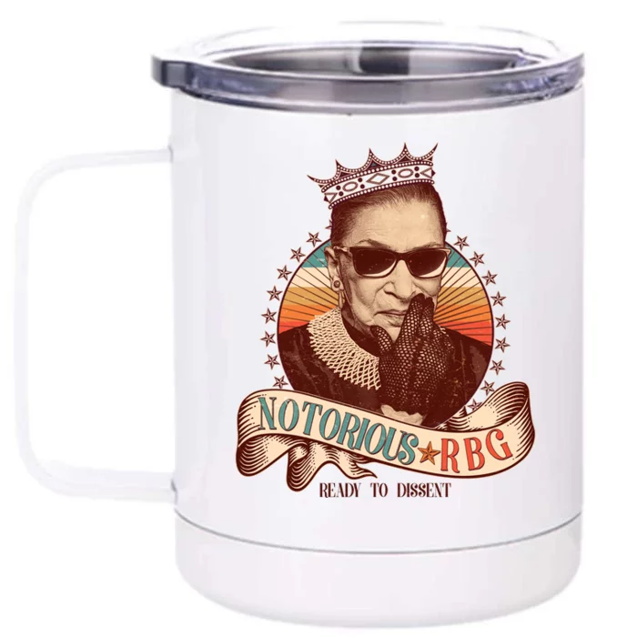 Notorious RBG Ready To Dissent Ruth Bader Ginsburg Front & Back 12oz Stainless Steel Tumbler Cup