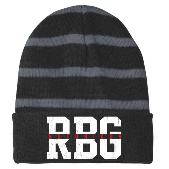 Notorious RBG Simple Logo Striped Beanie with Solid Band