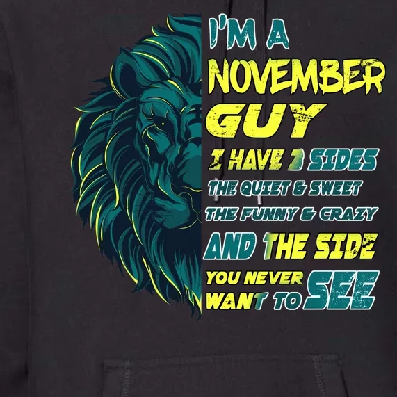 November Birthday Guy Has 3 Sides Sweet Funny Crazy Premium Hoodie