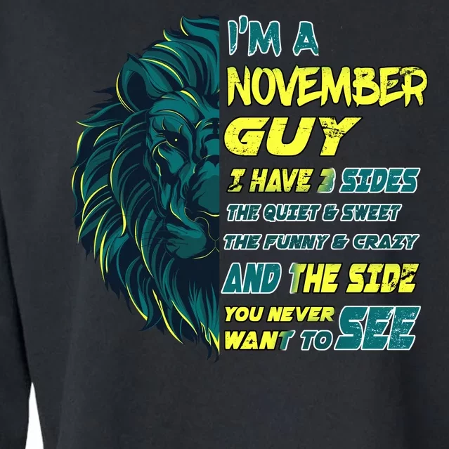 November Birthday Guy Has 3 Sides Sweet Funny Crazy Cropped Pullover Crew