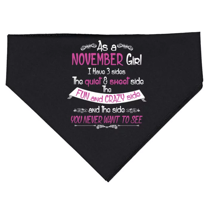 November Girl Sweet But Crazy Funny Birthday USA-Made Doggie Bandana