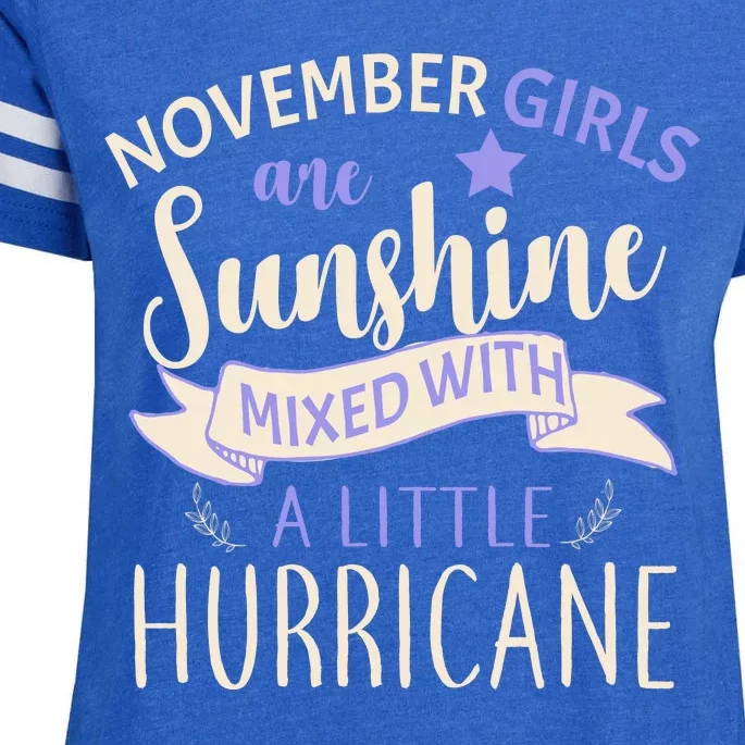 November Girls Are Sunshine Mixed With Hurricane Enza Ladies Jersey Football T-Shirt