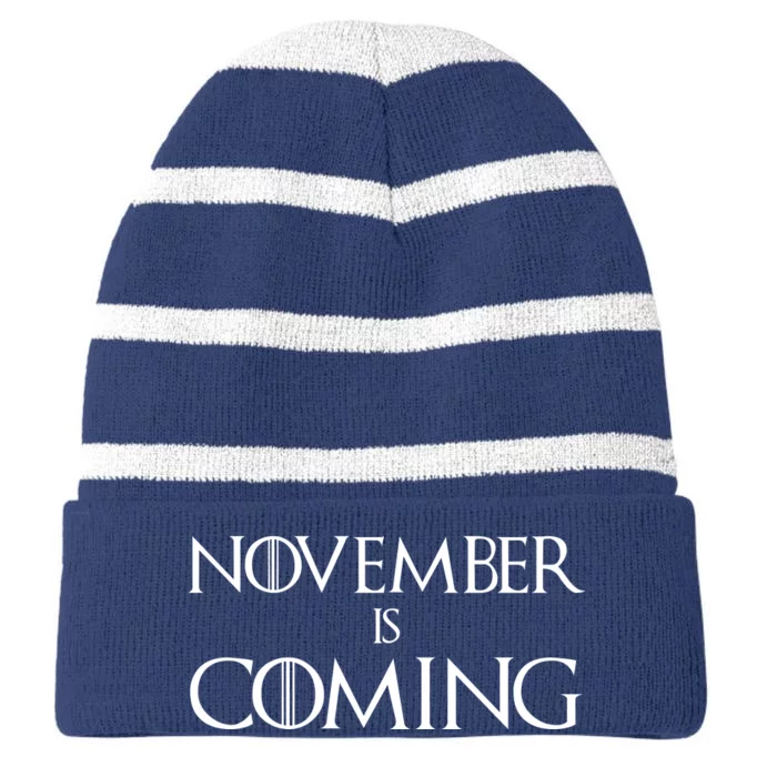 November is Coming Election Striped Beanie with Solid Band