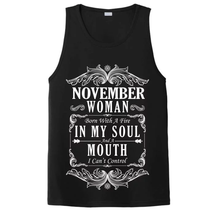 November Woman Funny Birthday Performance Tank