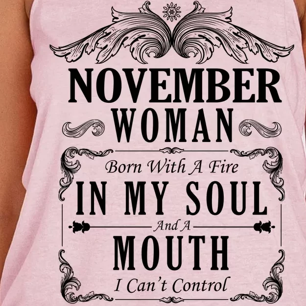 November Woman Funny Birthday Women's Knotted Racerback Tank