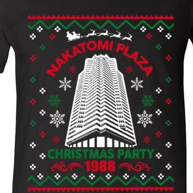 Nakatomi Plaza 1988 Christmas Party Ugly Christmas Sweater V-Neck T-Shirt