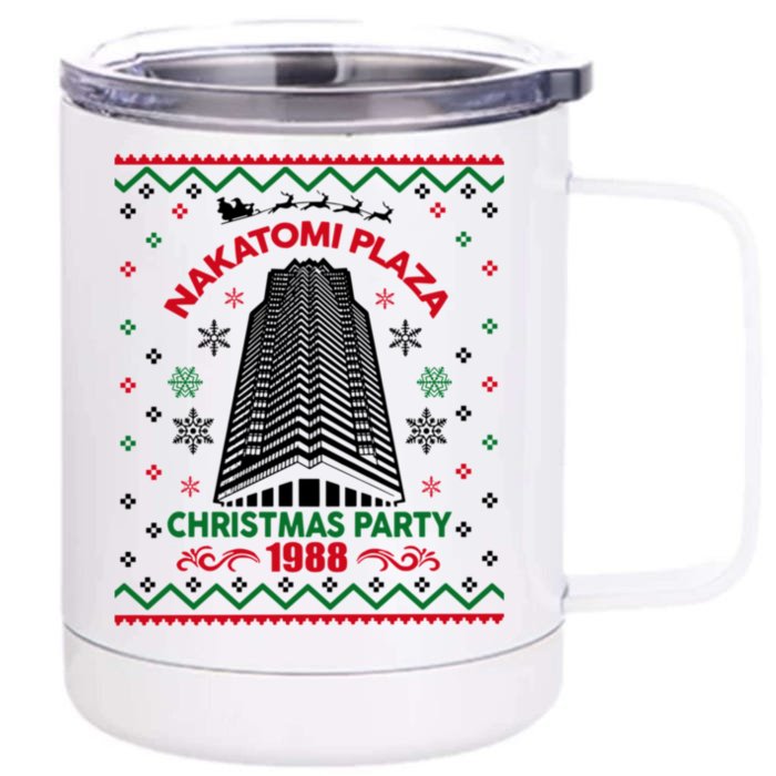 Nakatomi Plaza 1988 Christmas Party Ugly Christmas Sweater Front & Back 12oz Stainless Steel Tumbler Cup